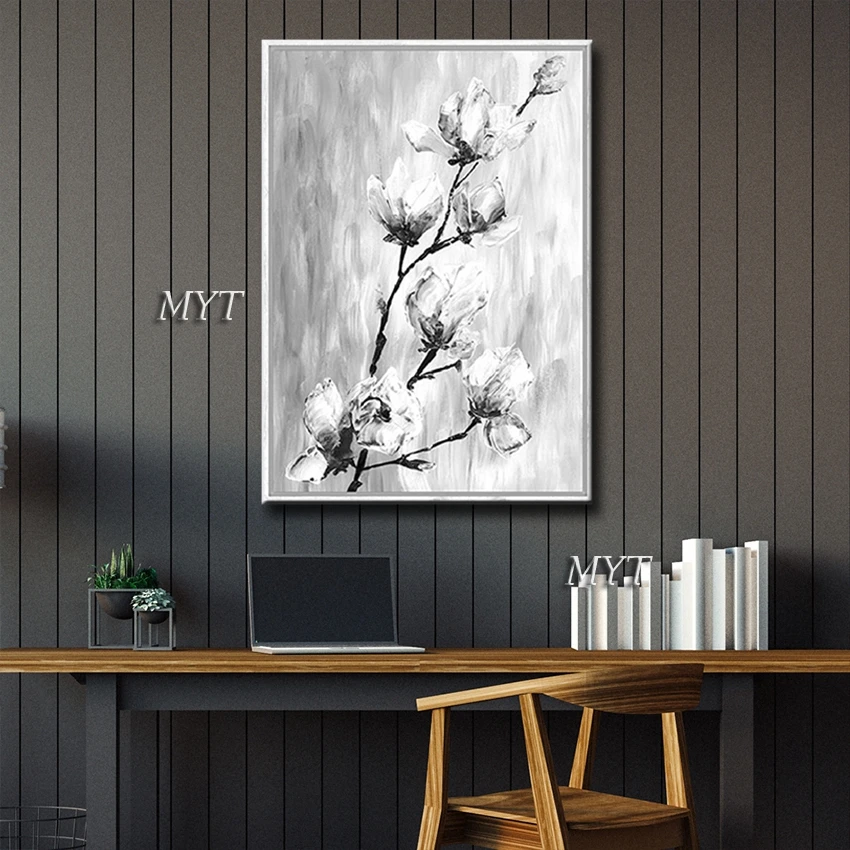 Hand-painted Abstract oil painting on Canvas wall art picture black and white orchids flower for living room Home decor unframed | Дом и сад