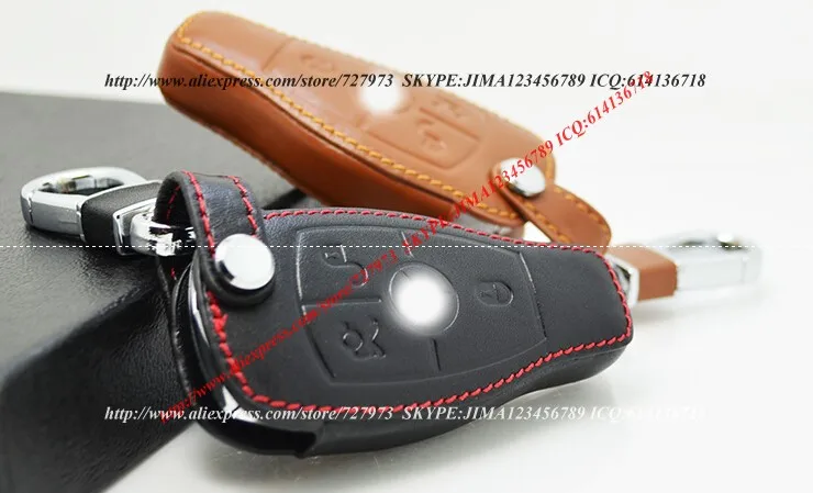 Высокое качество 100% воловья кожа автомобильный чехол для ключей кольцо MERCEDES-BENZ