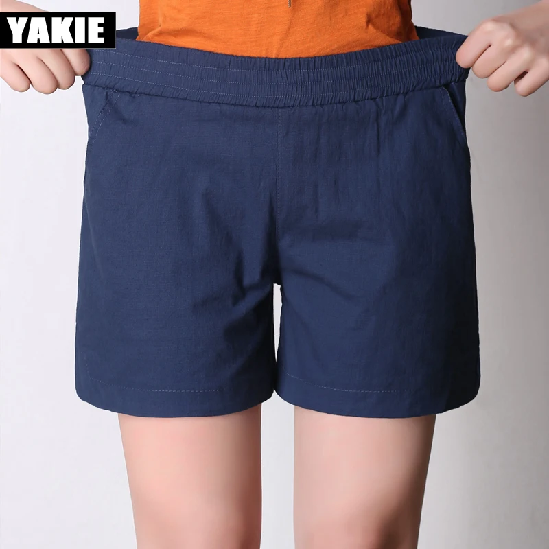 Женские шорты новинка 2017 летние высокая эластичная талия свободные льняные