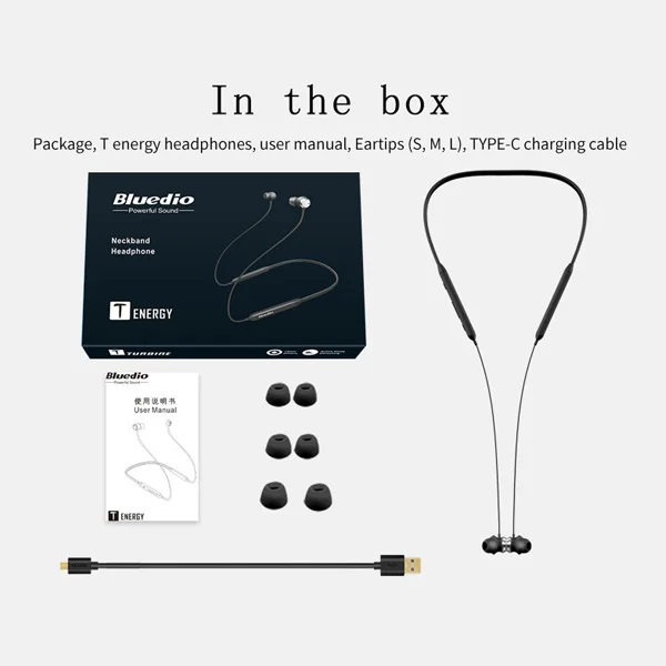 black with box Bluedio TN Bluetooth наушники, беспроводная гарнитура, Спортивная, потовая, HiFi, Спортивная гарнитура для бега - Цвет: black with box