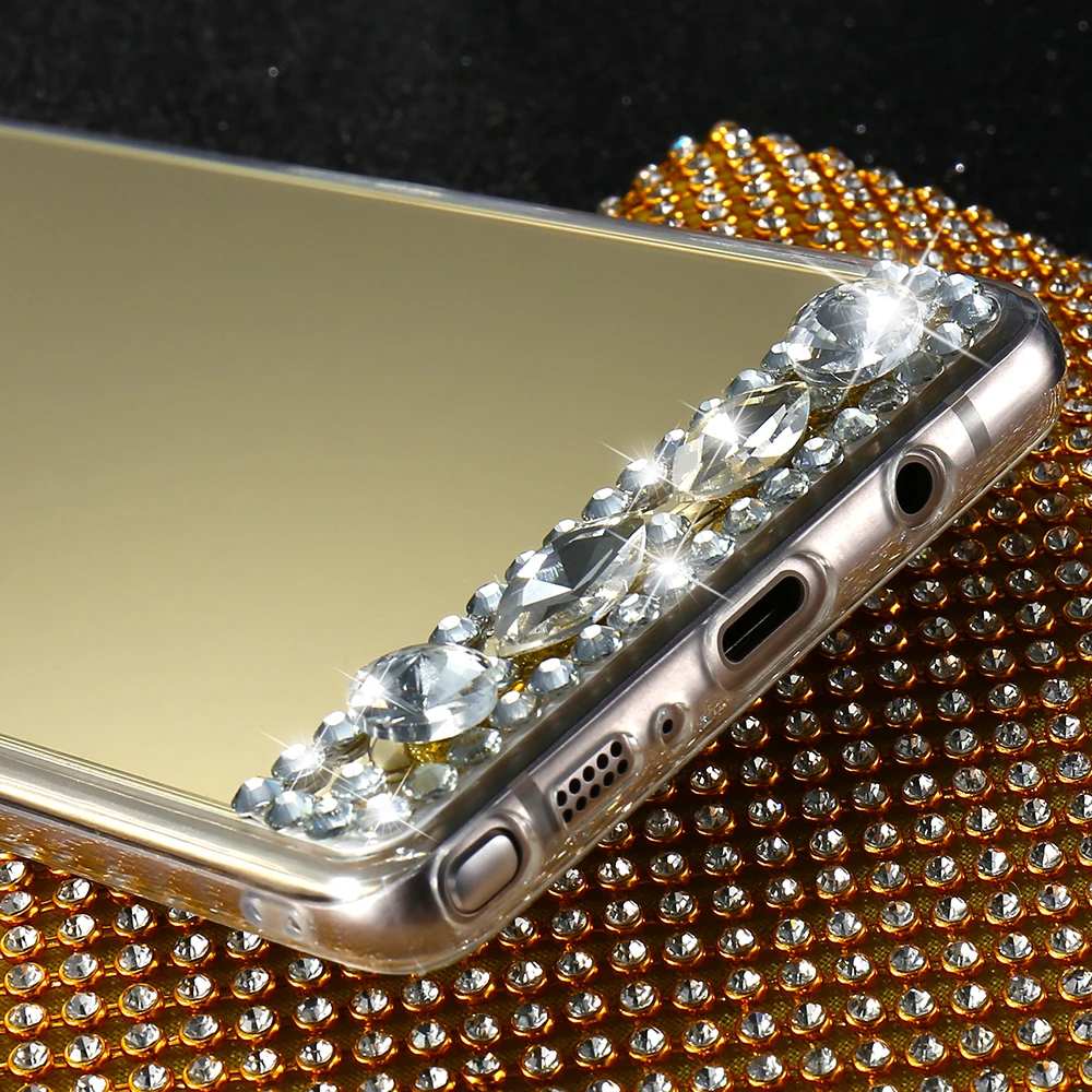 Kisscase блеск алмаз зеркало чехол для Samsung Galaxy A5 2017 случае горный хрусталь телефон J5