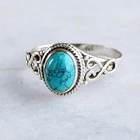 Винтажное кольцо из натурального камня в античном стиле, модные ювелирные изделия, кольца на палец из голубой бирюзы для женщин, свадебные кольца на годовщину подарок