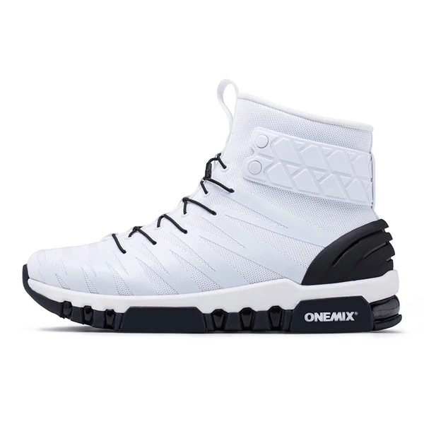 White Black ONEMIX мужские высокие ботинки легкие кроссер фитнес-обувь черные треккинговые ботинки для мужчин спортивные кроссовки для прогулок на открытом воздухе - Цвет: White Black