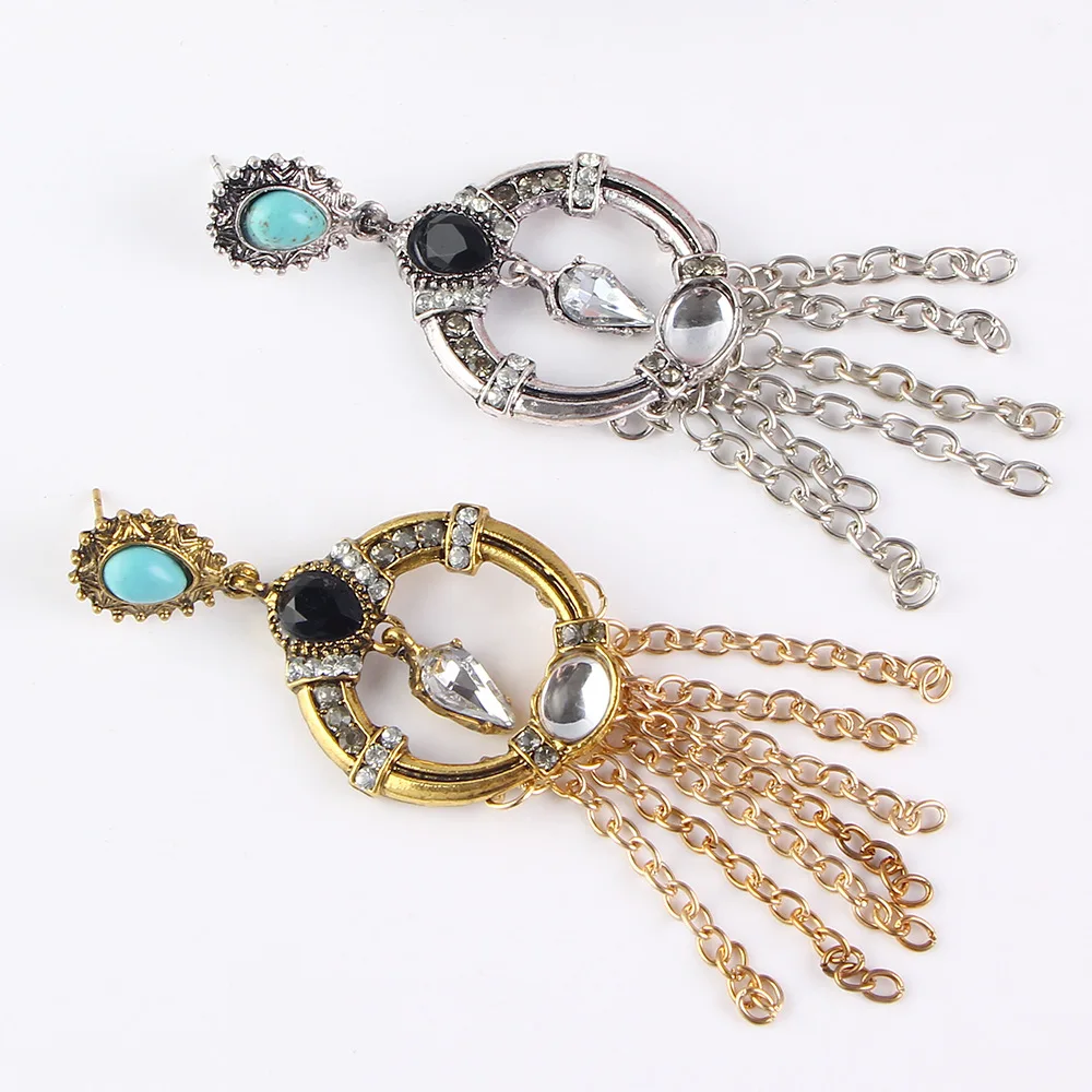 European and American Retro Exaggerated Chain Tassel with Earrings | Украшения и аксессуары