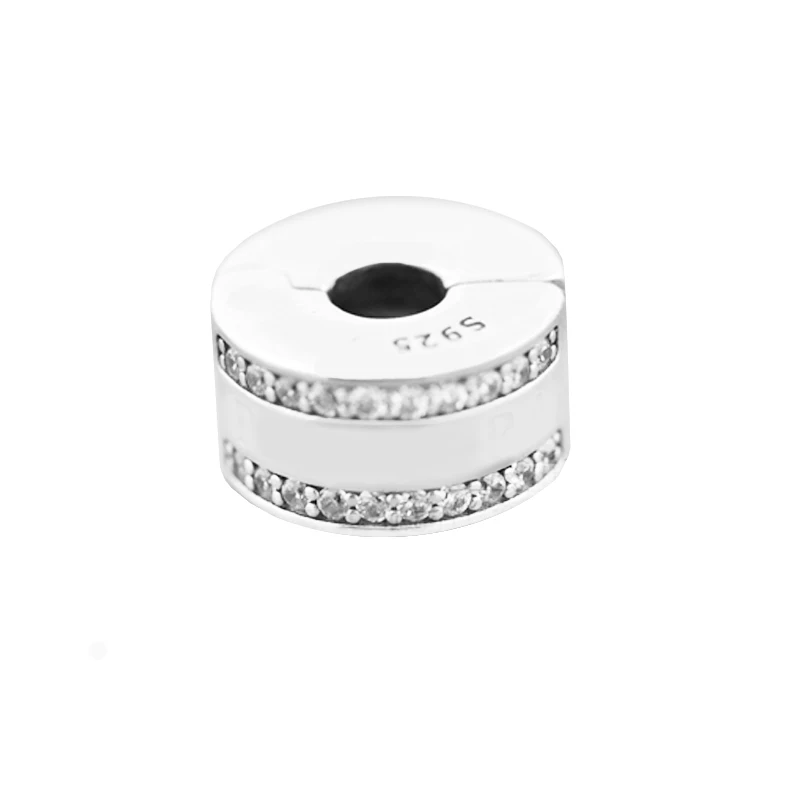 Beads FOR Jewelry Making DIY Sterling-Silver-Jewelry Insignia Charm with clear CZ Bead Charms Silver 925 Berloque Perles | Украшения и
