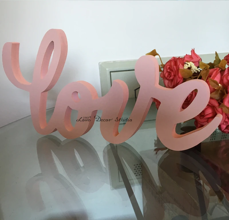 Розовый стоять самостоятельно Любовные Письма Знак Налет Подарок Украшения