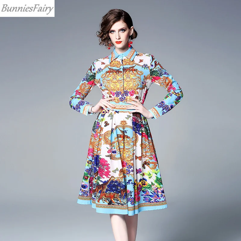 BunniesFairy 2019 весеннее женское Новое Королевское винтажное ретро платье-рубашка с