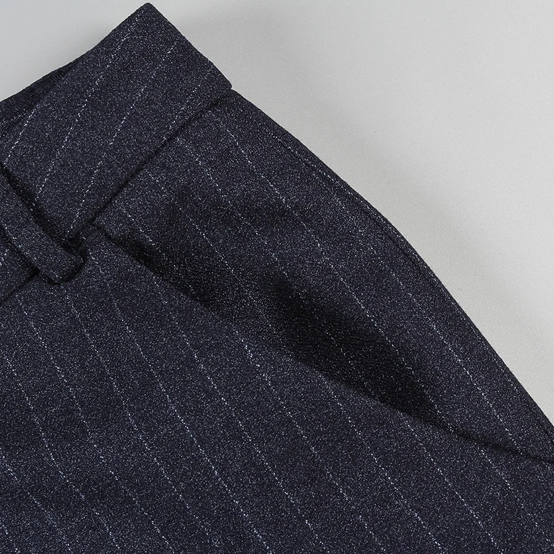 Осенние новые модные прямые брюки женские деловые узкие строгие в полоску для