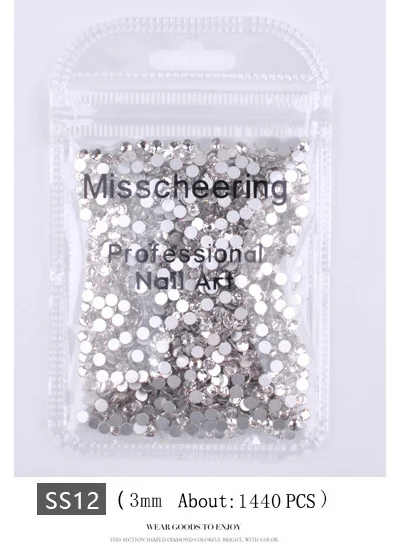 SS12 (White 3.0mm ) Высокий свет ААА Стразы Кристалл AB прозрачный SS3-SS40(1,3 мм-6,5 мм) не стразы с плоской задней стороной на горячей фиксации для ногтей 3D ногтей искусство драгоценные камни - Цвет: SS12 (White 3.0mm )