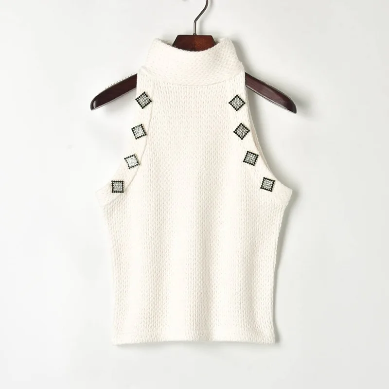 Женский вязаный укороченный топ Однотонный свитер на пуговицах с полувырезом