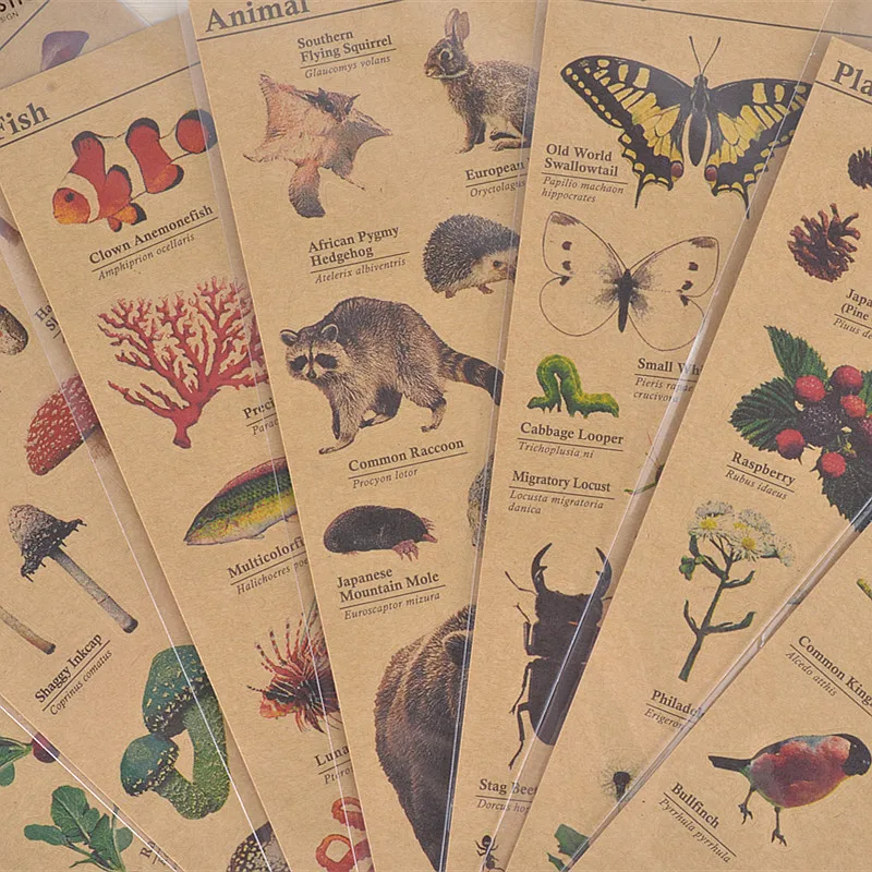 1 х винтажная крафт бумага с мультяшным животным наклейки для скрапбукинга