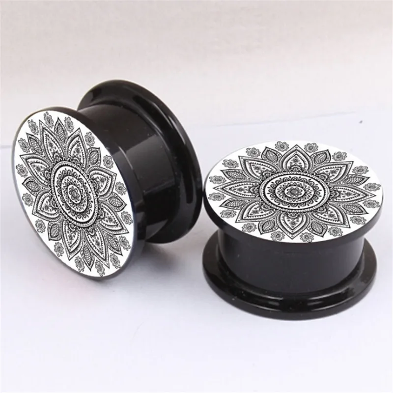 New Acrylic White Flowers Ear Gauges Plugs Tunnels Screw Fit Expansion Punk Stretched Sexy Body Piercing Jewelry | Украшения и