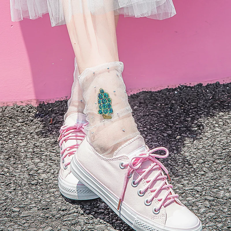 

Summer Sexy Ultra-thin Elastic Wear-Resistant Silk Women Socks Cool Transparent Crystal Short Female For Woman Socks