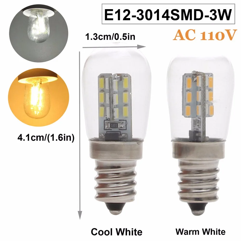 Высокояркий E12 2 Вт винтовой цоколь 3014 SMD 24 светодиодный светильник со стеклянным абажуром лампа чистая E14 2835SMD для швейной машины холодильника