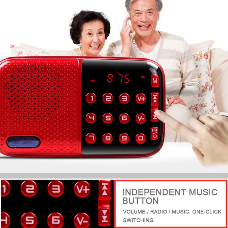 Museeq W-043CC мини Портативный радио Ручной цифровой FM USB TF MP3 плеер Динамик
