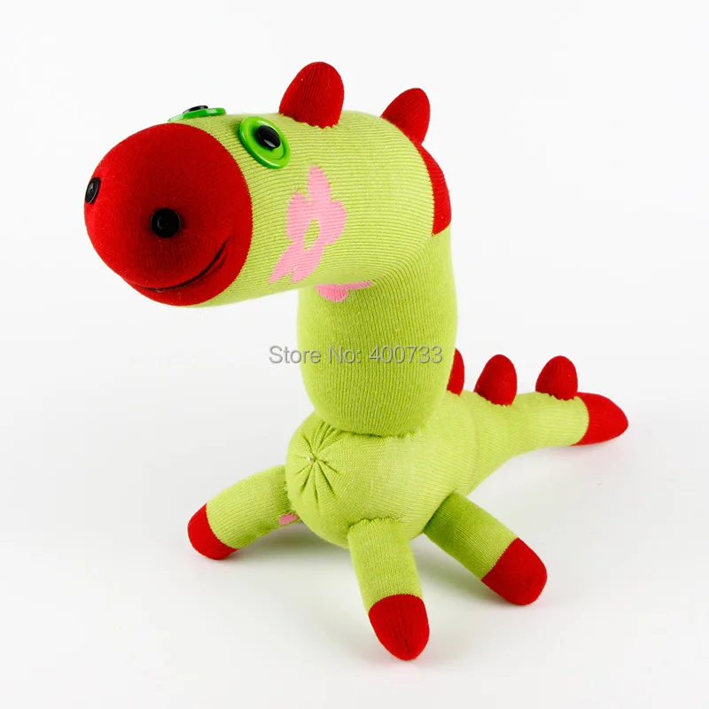 Christmas New year gift free shipping 100% handmade DIY stuffed sock animals doll baby toys green dinosaur | Игрушки и хобби