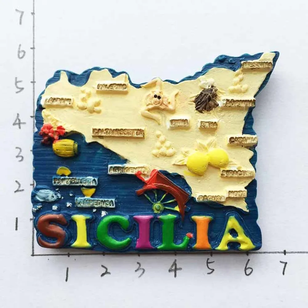 BABELEMI Italy Sicily Fridge Magnet 3D Resin Tourist Souvenirs Sicilia Magnetic Refrigerator Stickers Home Decoration|Магниты на