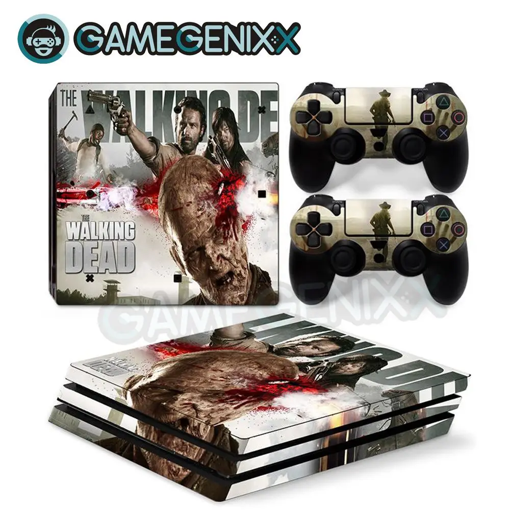Наклейка на кожу GAMEGENIXX Виниловая наклейка для PS4 Pro консоли и 2 контроллера-The Walking Dead