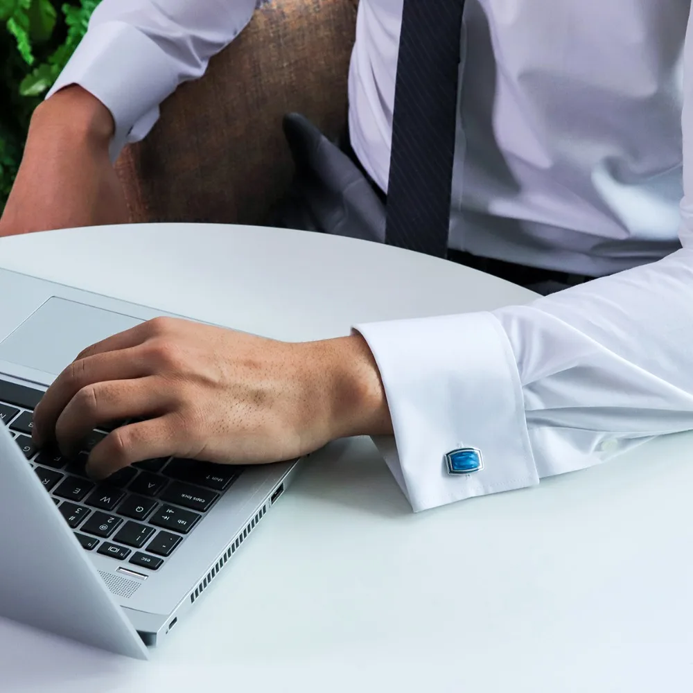 

MAISHENOU jewelry shirts Fashion cufflinks for mens Brand blue Enamel cuff links Buttons High Quality Wedding Male Jewellery