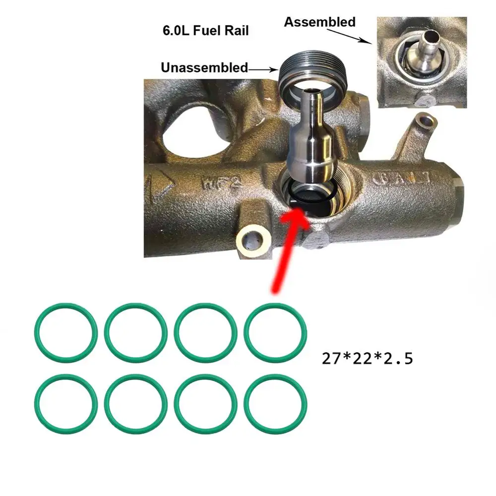 8 шт 6.0L 27 мм * 22 2 5 Powerstroke Дизель высокого давления масло Rail Ball Tube o образные кольца