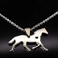 2022 fashion horse stainless steel necklaces silver color chain choker necklace jewelry women collares n959s02
