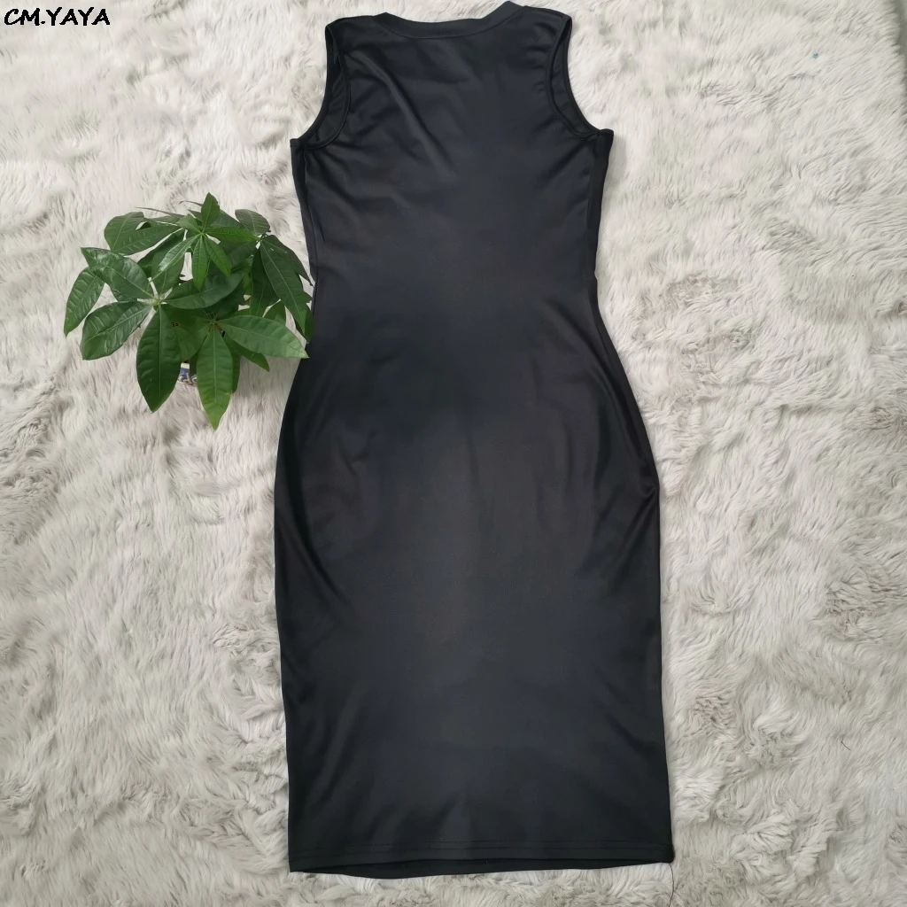 2019 summer new women letter print sleeveless o-neck knee length midi tank dress classic fashion female dresses vestidos J1721 | Женская