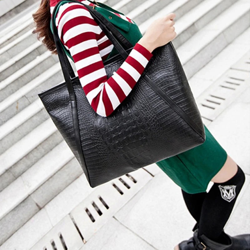 Black Casual Women Shoulder Bags PU Leather Female Big Tote for Ladies Handbag Large Capacity sac a main femme de marque | Багаж и сумки