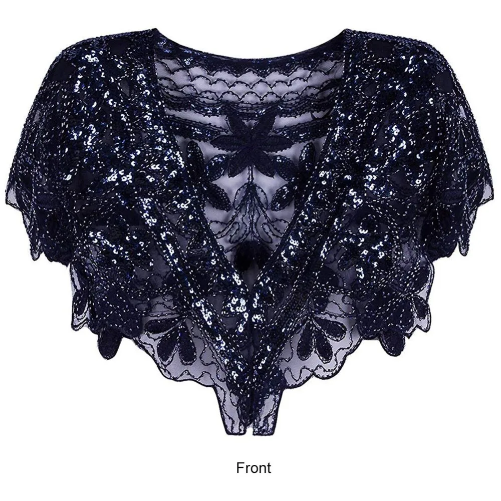 Шаль-Накидка женская в стиле арт-деко черная и золотая 1920 |