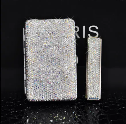 Lighter Case Suit 11*7 см женский чехол для сигарет с кристаллами и бриллиантами, ветрозащитная плазменная зажигалка, легкий персонализированный Чехол для сигарет, подарок - Цвет: Lighter Case Suit