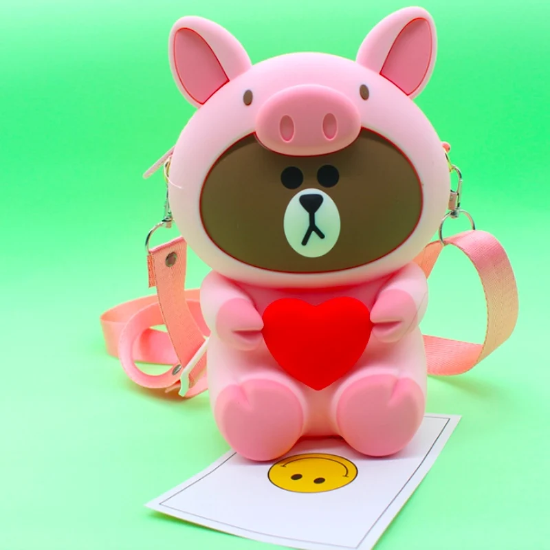 Креативная Милая силиконовая сумка-карандаш Kawaii канцелярские принадлежности мультяшный детский чехол-карандаш коричневый медведь Салли-утка манго школьный стационарный