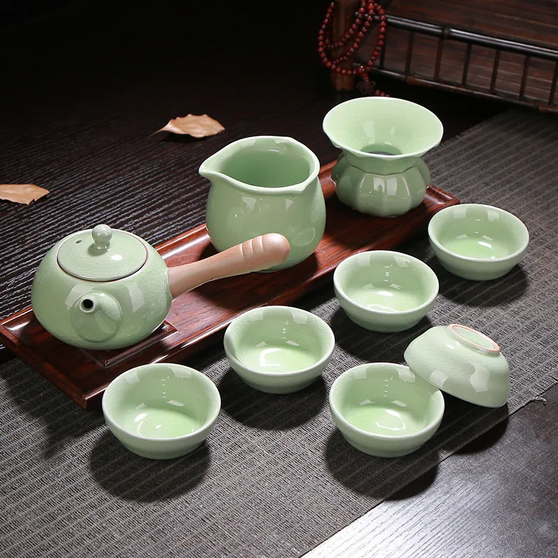 

Ceramic gift Ru kiln Kung Fu tea set special wholesale 7 film teapot cup