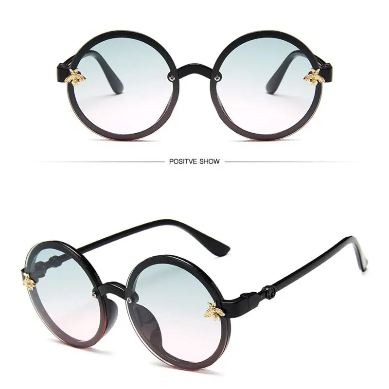 Childrens sunglasse Детские солнцезащитные очки круглой изящной маленький солнцезащитные очки Украшенные пчелами UV400 Пластик спортивные солнцезащитные очки для маленьких девочек очки для мальчиков Óculos - Цвет линз: Childrens sunglasse