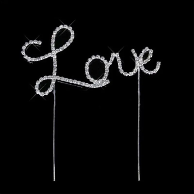 Новый Романтический Кристалл Стразы Серебряное двойное сердце любовь торт на