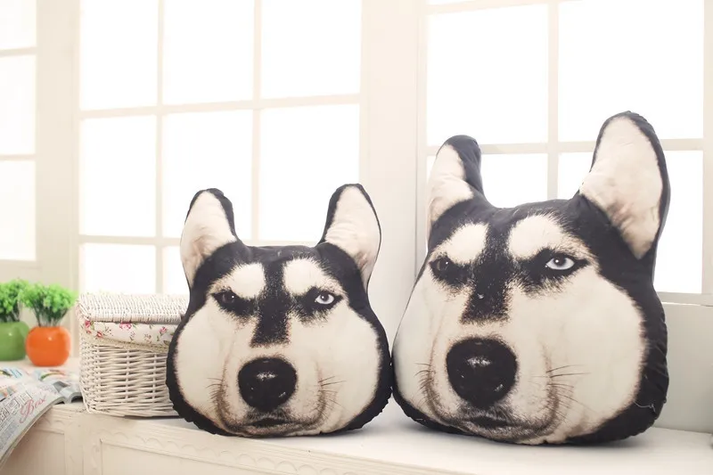 Креативная объемная большая подушка в виде головы собаки хаски мягкая игрушка |