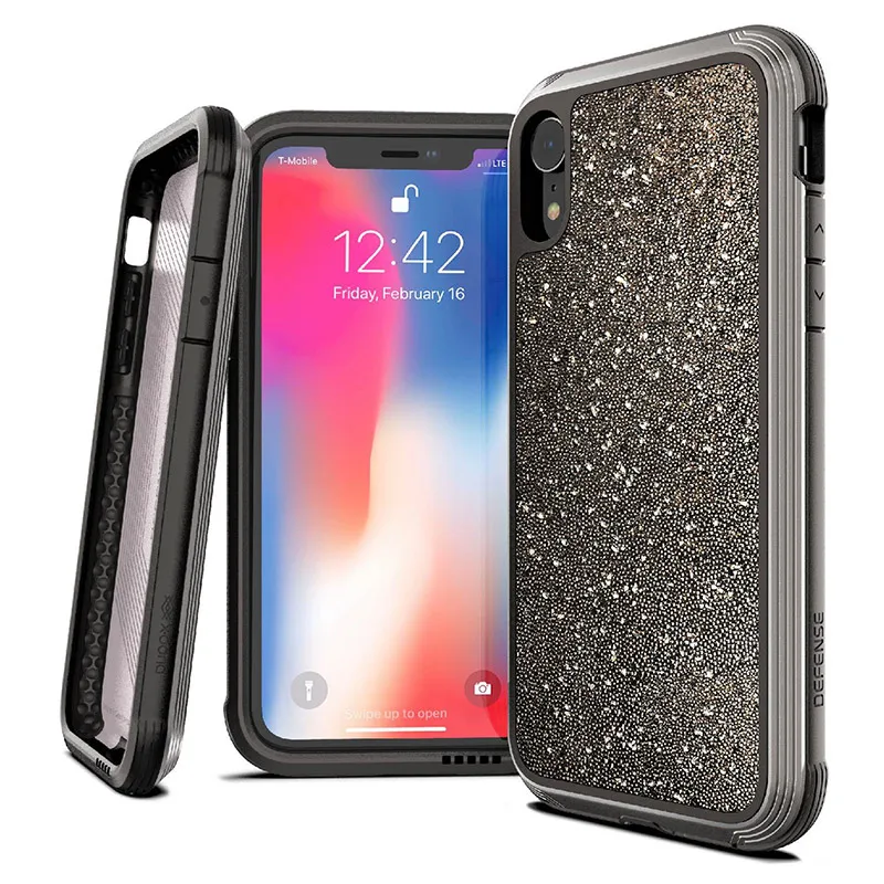 Dark Glitter X-Doria Defense Lux чехол для iPhone X XR XS Max военный класс падение протестированный футляр для телефона для iPhone XR XS Max Алюминиевый Чехол - Цвет: Dark Glitter