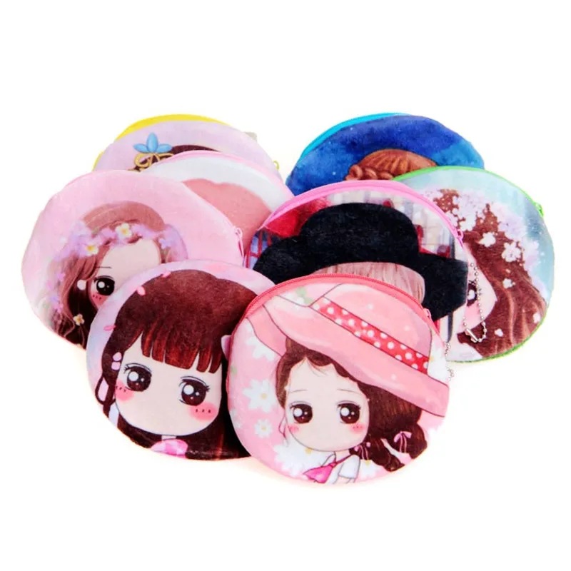 2017 cute cartoon girl change pocket female plush coin purse Teenagers princess small wallet with print for children girls | Багаж и сумки