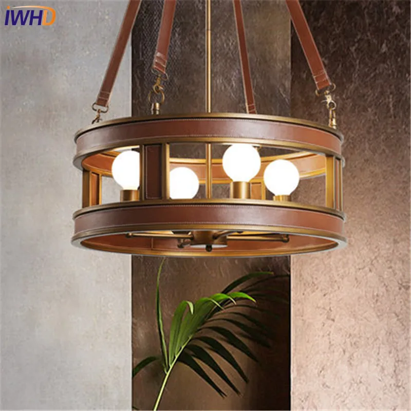 IWHD американский стиль креативная искусственная кожа Droplight LED винтажные подвесные