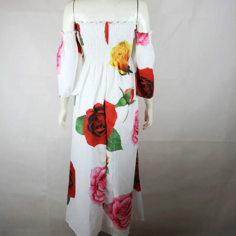 Летние женские богемные платья с принтом 2019 без бретелек и большой подвеской для