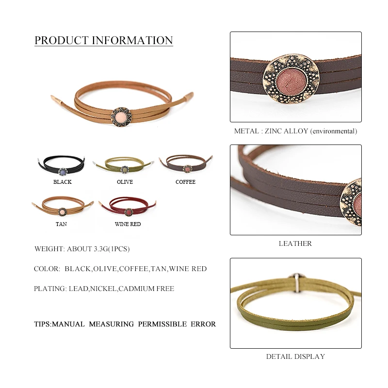 Женская обувь в винтажном стиле 5 Цвета двойной Слои кожаные браслеты