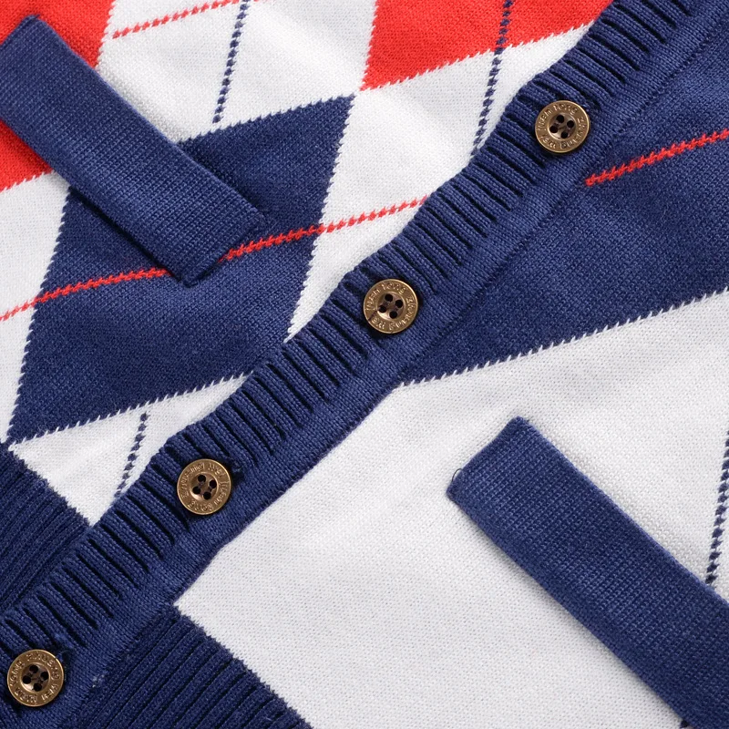 Свитер без рукавов с V-образным вырезом для мальчиков жилет хлопковая зимняя