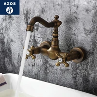 Azos In-wall Faucet One-piece Wash Basin Brass Antique Brass Cold and Hot Switch  Shower Room Basin Laundry Pool Double Handle D