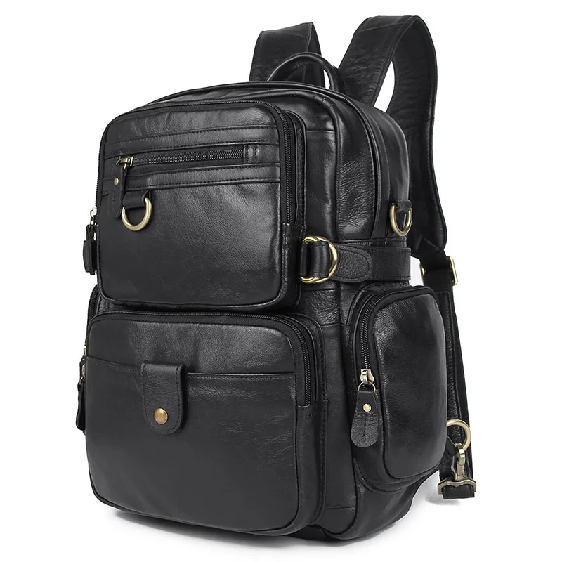 Nesitu/Высококачественный винтажный черный коричневый мужской и женский рюкзак из