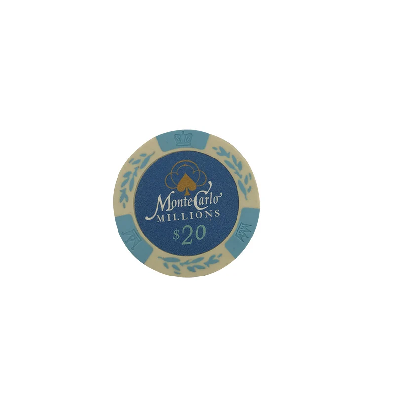 20 yuan face value K8356 25 шт./лот доллар пшеничная пленка глиняные фишки монеты Baccarat Texas Hold'em Цвет Корона глина покер игральные фишки Pokerstars 14 г - Цвет: 20 yuan face value