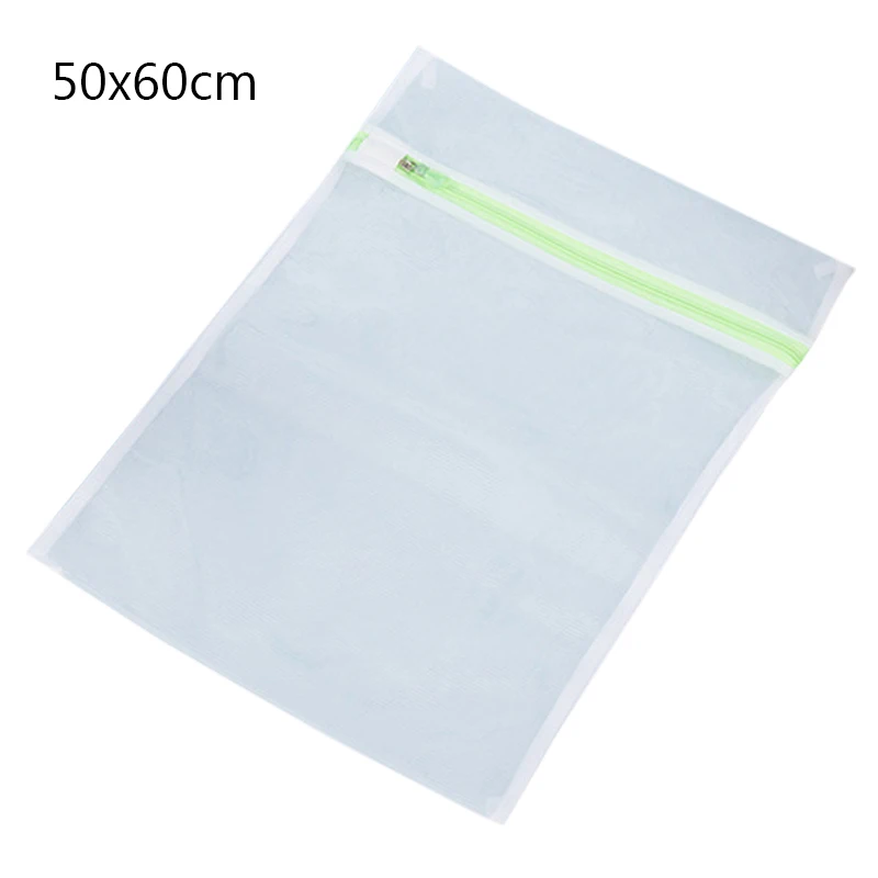 1PC Green 50x60cm Складная сумка для стирки на молнии, бюстгальтер, носки, нижнее белье, стиральная машина, Сетчатая Сумка,, корзина для белья - Цвет: 1PC Green 50x60cm