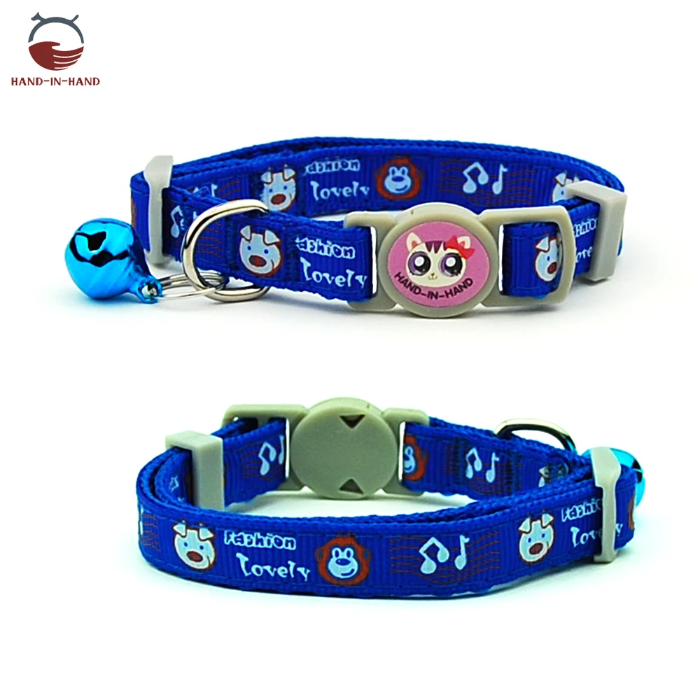 Cat Collar Pet Product Collar Safety Buckle Quick Release Cartoon printed Collar - Цвет: Blue Monkey