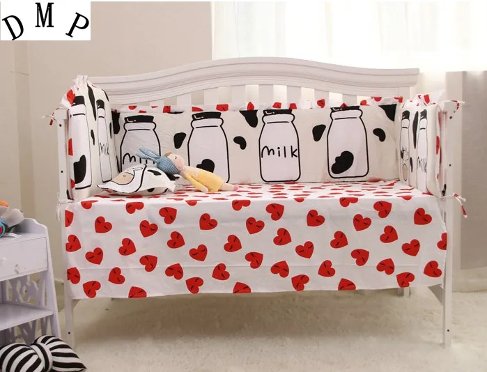 

6PCS Baby Cot bedding cotton for boys girls baby bed bumpers baby Crib Set juego de cama,(4bumpers+sheet+pillow cover)