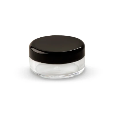 Черный 144 шт./лот 5 г, прозрачная банка, пластиковая упаковка, пробный горшок для крема, блестящий чехол для порошка для дизайна ногтей - Цвет: Черный