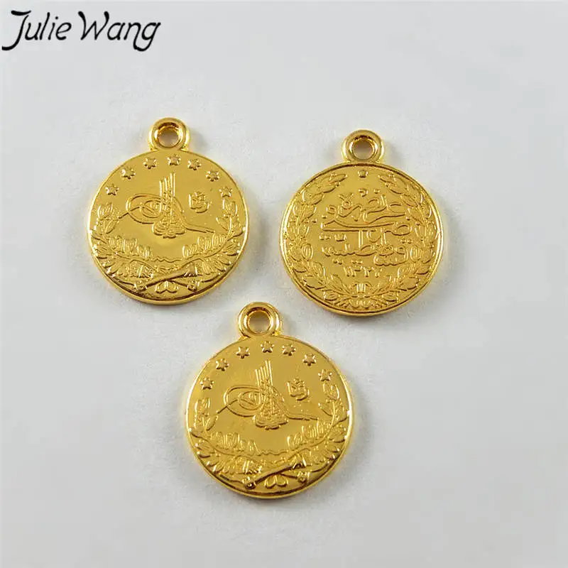Julie Wang 20 шт. золотые монеты сплав Двусторонняя Подвески DIY браслет ожерелье