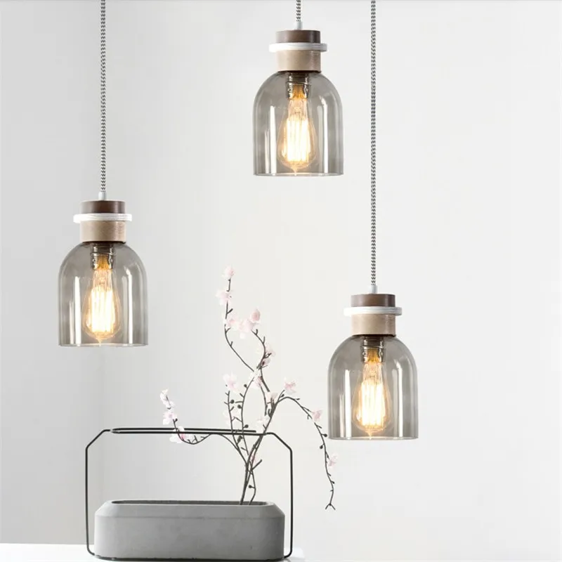 Edison Loft Style Industrial Vintage LED Pendant Light Fixtures Wood Glass Single Hanging Lamp Retro Home Lighting Droplight | Освещение