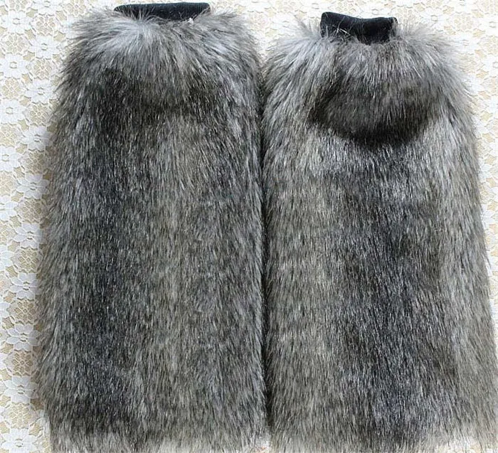 Модные женские зимние теплые гетры из искусственного меха 40 см обувь запонки